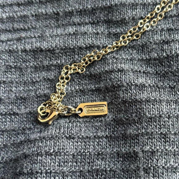 Y2K Coach Crystal Pink Heart Gold Chain Necklace - Picture 5 of 6